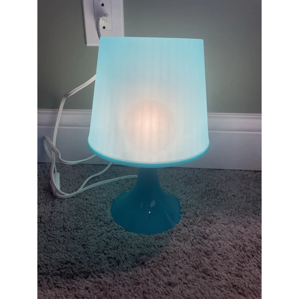 Vintage 1990s IKEA Lampan Turquoise Teal Blue Plastic Table Lamp ~Tested / Works